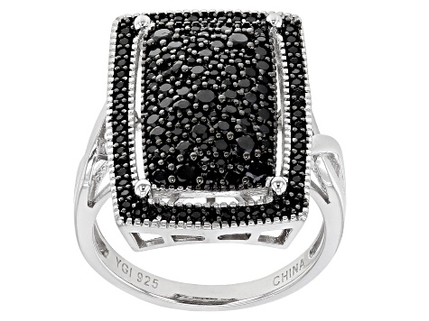 Black Spinel Rhodium Over Silver Ring 1.35ctw