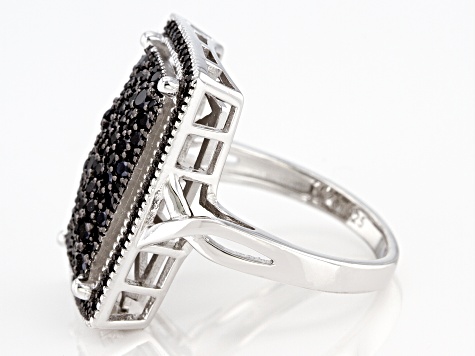 Black Spinel Rhodium Over Silver Ring 1.35ctw