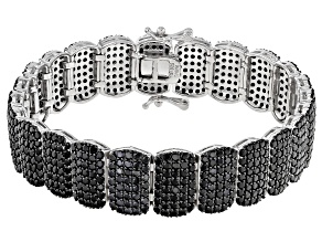 Black Spinel Rhodium Over Silver Bracelet 11.50ctw