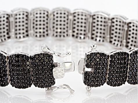 Black Spinel Rhodium Over Silver Bracelet 11.50ctw