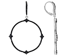 Black Spinel Rhodium Over Silver Dangle Earrings 2.36ctw