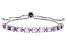 Purple Amethyst Rhodium Over Sterling Silver Bolo Bracelet 3.85ctw