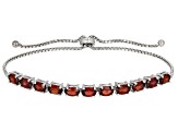 Red Garnet Rhodium Over Sterling Silver Bolo Bracelet 5.50ctw