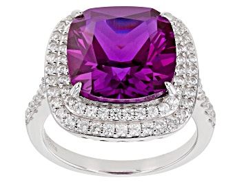 Picture of Lab Created Purple Sapphire Rhodium Over Silver Ring 9.25ctw