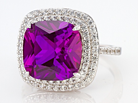 Lab Created Purple Sapphire Rhodium Over Silver Ring 9.25ctw