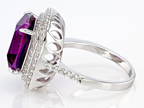 Lab Created Purple Sapphire Rhodium Over Silver Ring 9.25ctw