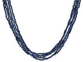 Cobalt Blue Color Spinel Rhodium Over Silver Multi Strand Beaded Necklace