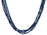 Cobalt Blue Color Spinel Rhodium Over Silver Multi Strand Beaded Necklace