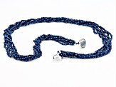 Cobalt Blue Color Spinel Rhodium Over Silver Multi Strand Beaded Necklace