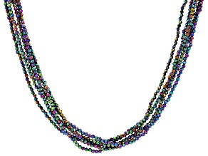 Rainbow Color Spinel Rhodium Over Sterling Beaded Multi Strand Necklace