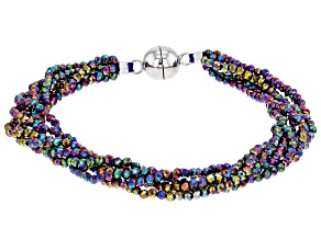 Rainbow Color Spinel Rhodium Over Sterling Silver Multi Strand Bracelet