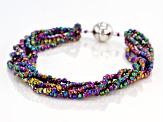 Rainbow Color Spinel Rhodium Over Sterling Silver Multi Strand Bracelet