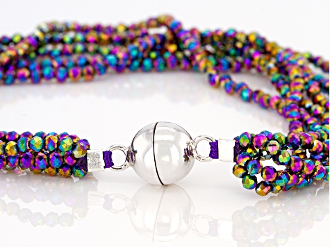 Rainbow Color Spinel Rhodium Over Sterling Silver Multi Strand Bracelet
