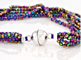 Rainbow Color Spinel Rhodium Over Sterling Silver Multi Strand Bracelet