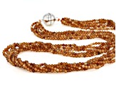 Orange Spessartite Garnet Rhodium Over Sterling Silver Beaded Multi Strand Necklace