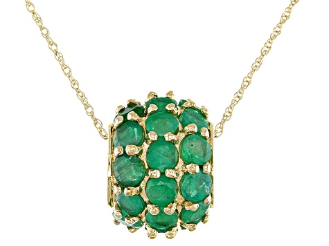 Emerald 10K Yellow Gold Slide With Chain 3.00ctw