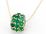 Emerald 10K Yellow Gold Slide With Chain 3.00ctw