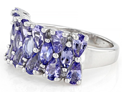 Blue Tanzanite Rhodium Over Sterling Silver Ring 2.80ctw