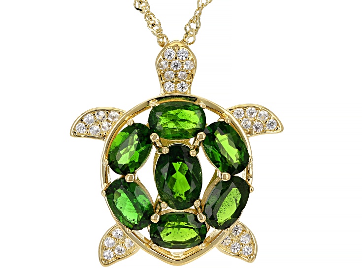 T-square colored outlet treasure oval green diamond zircon pendant necklace