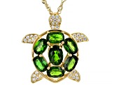 Green Chrome Diopside 18k Yellow Gold Over Sterling Silver Pendant with Chain 3.88ctw