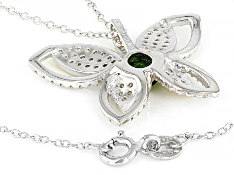Green Chrome Diopside Rhodium Over Silver with 18k Yellow Gold Accent Pendant with Chain 1.79ctw