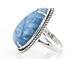 Blue Dreamy Aquamarine Rhodium Over Sterling Silver Ring