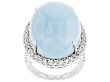 Picture of Blue Dreamy Aquamarine Rhodium Over Sterling Silver Ring 31.40ctw