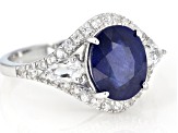 Blue Mahaleo® Sapphire Rhodium Over Sterling Silver Ring 4.97ctw