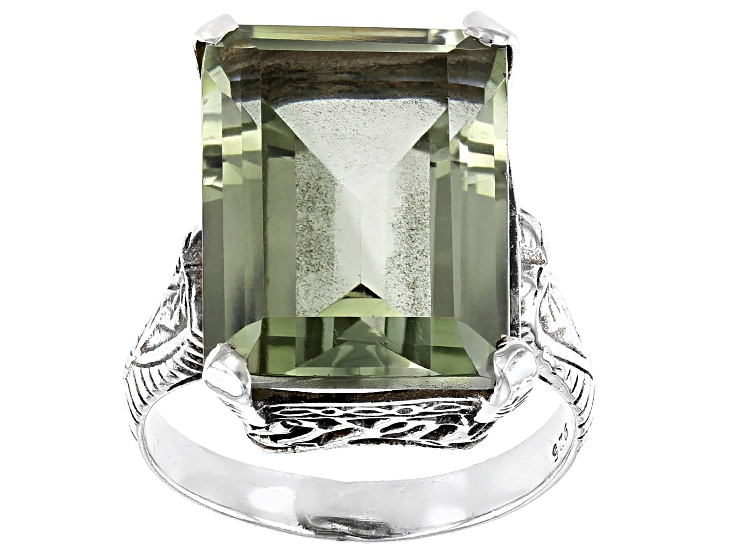 Natural Prasiolite online Silver Ring S925 Sz 7