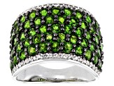 Green Chrome Diopside Rhodium Over Sterling Silver Ring 4.55ctw