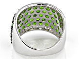 Green Chrome Diopside Rhodium Over Sterling Silver Ring 4.55ctw