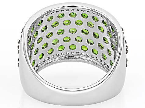 Green Chrome Diopside Rhodium Over Sterling Silver Ring 4.55ctw