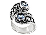 Sky Blue Glacier Topaz Rhodium Over Sterling Silver Bypass Ring 2.15ctw