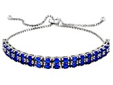 Lab Created Blue Spinel Rhodium Over Silver Bracelet 4.64ctw