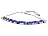 Lab Created Blue Spinel Rhodium Over Silver Bracelet 4.64ctw