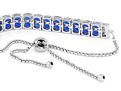 Lab Created Blue Spinel Rhodium Over Silver Bracelet 4.64ctw