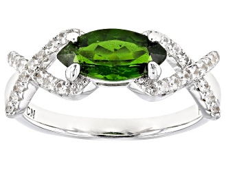 Green Chrome Diopside Rhodium Over Sterling Silver Ring 1.39ctw