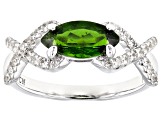 Green Chrome Diopside Rhodium Over Sterling Silver Ring 1.39ctw