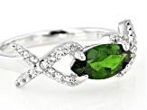 Green Chrome Diopside Rhodium Over Sterling Silver Ring 1.39ctw