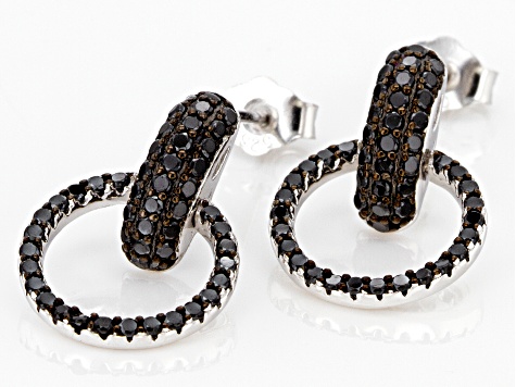 Black Spinel Rhodium Over Silver Earrings 0.81ctw