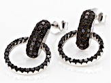 Black Spinel Rhodium Over Silver Earrings 0.81ctw