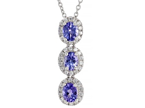 Blue Tanzanite Rhodium Over Sterling Silver Pendant with 18" Chain 1.60ctw