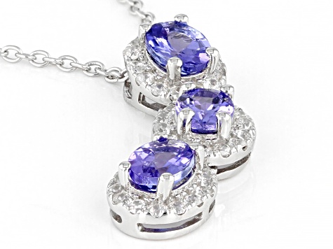 Tanzanite Rhodium Over Sterling Silver Pendant with 18