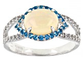 White Ethiopian Opal Rhodium Over Silver Ring 1.39ctw