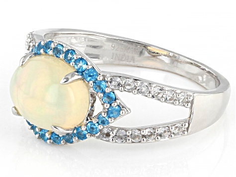 White Ethiopian Opal Rhodium Over Silver Ring 1.39ctw