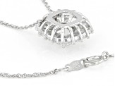 White Lab Created Sapphire Rhodium Over Sterling Silver Pendant with Chain. 3.47ctw