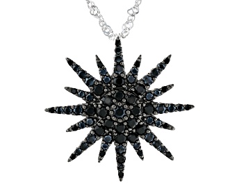Black Spinel Rhodium Over Sterling Silver Cluster Ring 2.75ctw