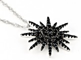 Black Spinel Rhodium Over Sterling Silver Pendant with Chain 1.10ctw