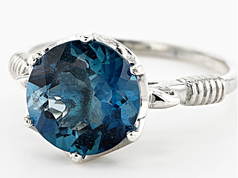 London Blue Topaz Rhodium Over Silver Ring 4.00ctw