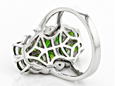 Green Chrome Diopside Rhodium Over Sterling Silver Ring 2.76ctw
